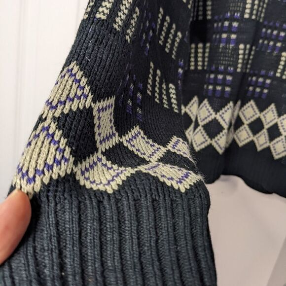 VINTAGE Textured geometric crew neck sweater Medium @Z - Picture 10 of 10